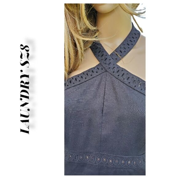 LAUNDRY LINEN HALTER DRESS SZ 8 - Picture 2 of 16